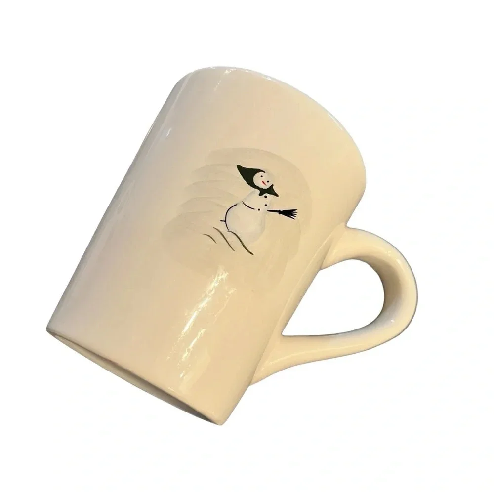 PAIR Williams Sonoma Snow Man and Woman Winter Holiday Mugs TWO